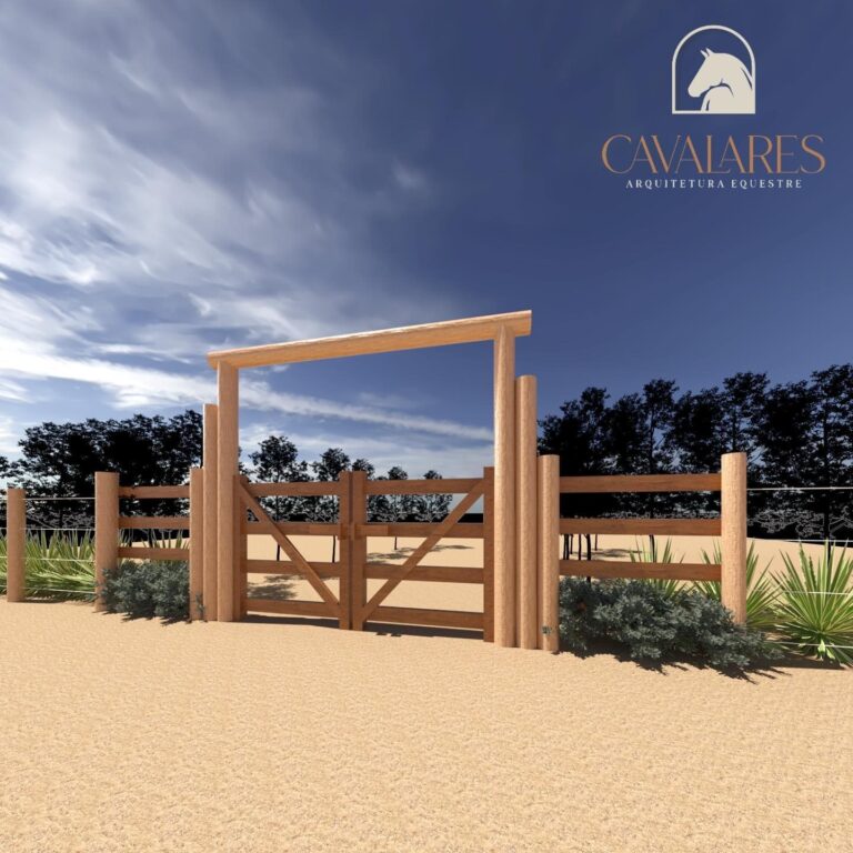 Projeto de porteira de haras da Cavalares Arquitetura Equestre