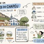 Ilustração sobre alugar em Morro do Chapéu, com casas coloridas, igreja e a serra ao fundo, preços médios de aluguel por número de quartos e dicas rápidas