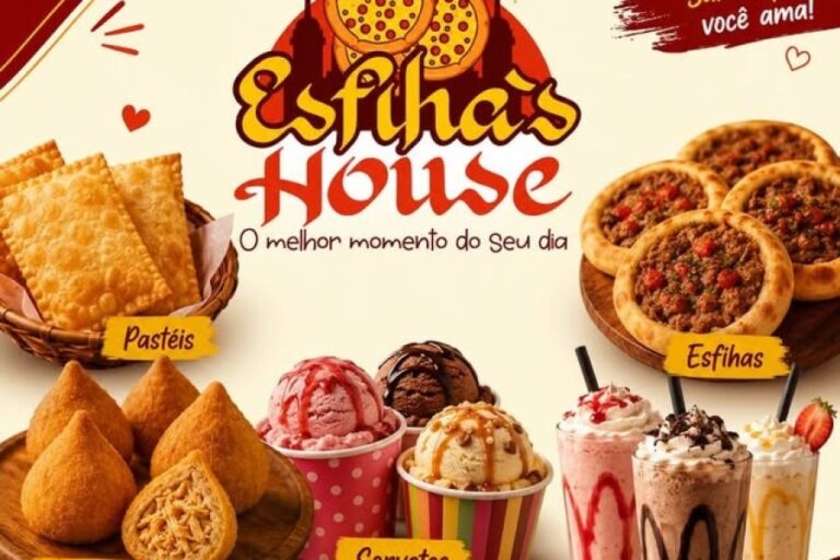 Pastéis, coxinhas, esfihas, sorvetes e milkshakes da Esfiha's House