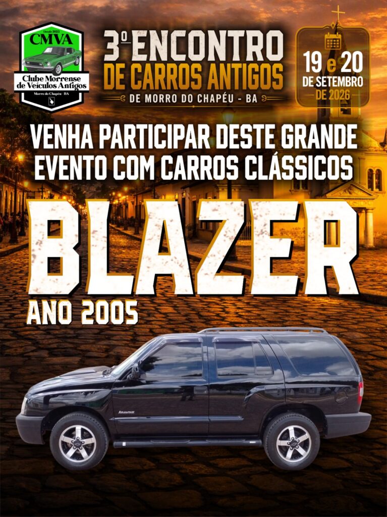 Chevrolet Blazer 2005 preta no Encontro de Carros Antigos de Morro do Chapéu