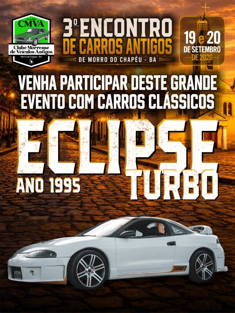 Mitsubishi Eclipse Turbo 1995 branco no Encontro de Carros Antigos de Morro do Chapéu