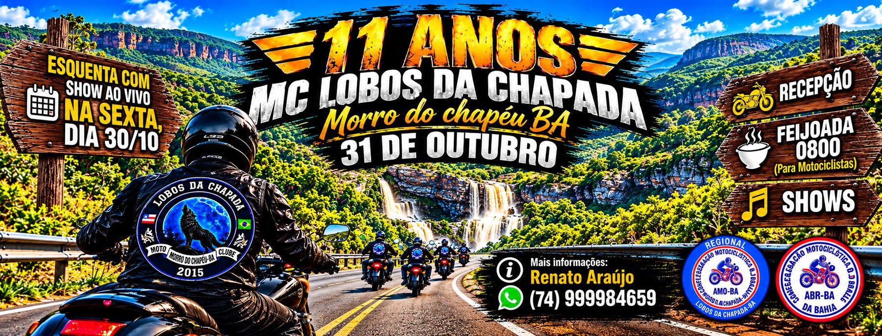 11 Anos do MC Lobos da Chapada: encontro de motociclistas