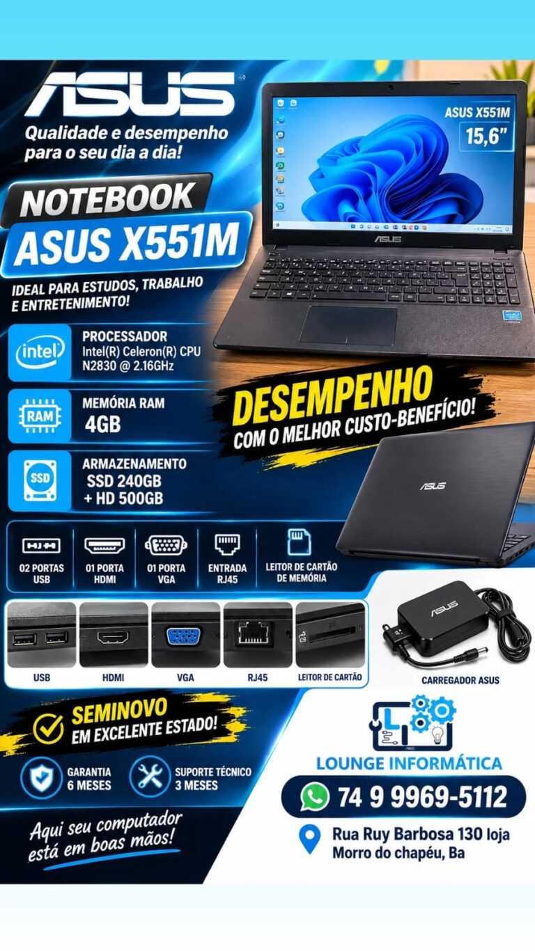 Notebook Asus X551M seminovo na Lounge